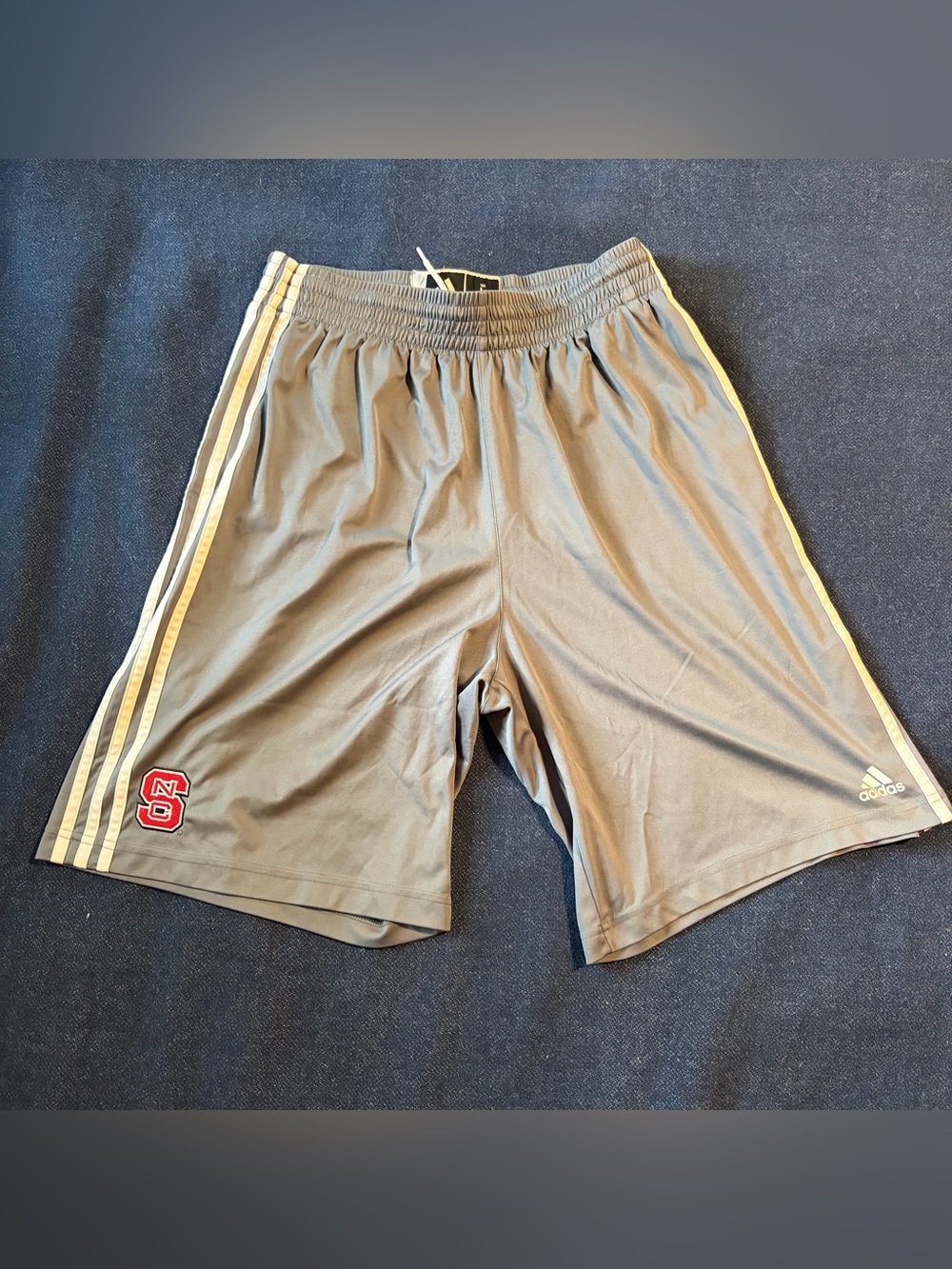 Adidas NC State Basketball Shorts, Men’s Large, Gray/White
